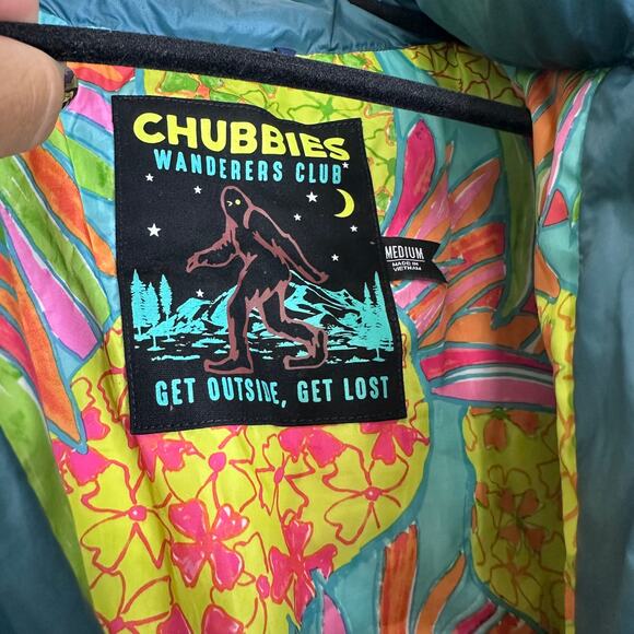 Chubbies Mens Blue Colorblock Wanders Club Full Zip Puffer Coat Size Medium - Picture 2 of 5